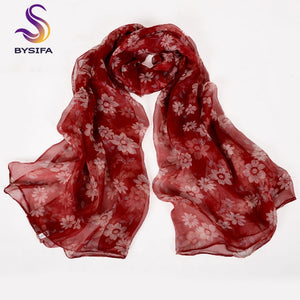 New Blue Orange Silk Scarf Printed 2016 New Brand 100% Pure Silk Scarves Wraps Spring Autumn Female Large Size Long Scarves