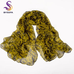 New Blue Orange Silk Scarf Printed 2016 New Brand 100% Pure Silk Scarves Wraps Spring Autumn Female Large Size Long Scarves