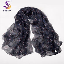 Load image into Gallery viewer, New Blue Orange Silk Scarf Printed 2016 New Brand 100% Pure Silk Scarves Wraps Spring Autumn Female Large Size Long Scarves
