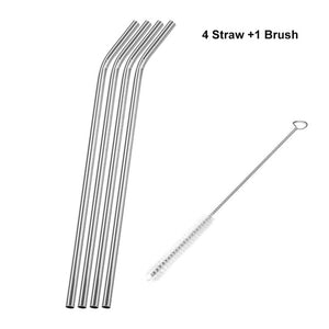 Drinking Straws Reusable Stainless Steel Drinking Straws with Cleaner Brush Tube Straws Wedding Party Drinking Accessories