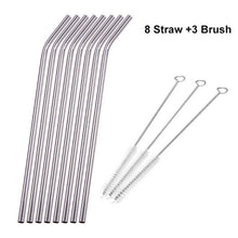 Load image into Gallery viewer, Drinking Straws Reusable Stainless Steel Drinking Straws with Cleaner Brush Tube Straws Wedding Party Drinking Accessories