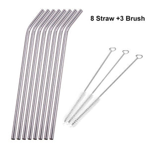 Drinking Straws Reusable Stainless Steel Drinking Straws with Cleaner Brush Tube Straws Wedding Party Drinking Accessories