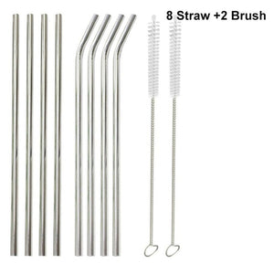 Drinking Straws Reusable Stainless Steel Drinking Straws with Cleaner Brush Tube Straws Wedding Party Drinking Accessories