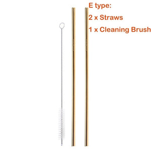 Drinking Straws Reusable Stainless Steel Drinking Straws with Cleaner Brush Tube Straws Wedding Party Drinking Accessories