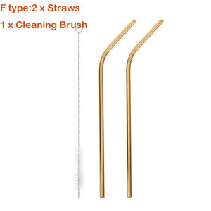 Drinking Straws Reusable Stainless Steel Drinking Straws with Cleaner Brush Tube Straws Wedding Party Drinking Accessories