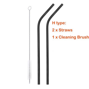 Drinking Straws Reusable Stainless Steel Drinking Straws with Cleaner Brush Tube Straws Wedding Party Drinking Accessories