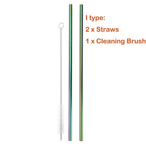 Drinking Straws Reusable Stainless Steel Drinking Straws with Cleaner Brush Tube Straws Wedding Party Drinking Accessories