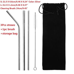Drinking Straws Reusable Stainless Steel Drinking Straws with Cleaner Brush Tube Straws Wedding Party Drinking Accessories