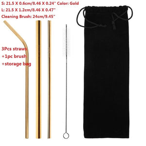 Drinking Straws Reusable Stainless Steel Drinking Straws with Cleaner Brush Tube Straws Wedding Party Drinking Accessories