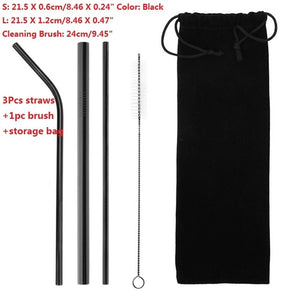 Drinking Straws Reusable Stainless Steel Drinking Straws with Cleaner Brush Tube Straws Wedding Party Drinking Accessories