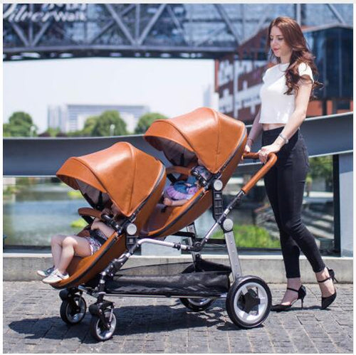 Free Shipping  Luxury Twin Baby Stroller High Landscape Pram Folding Carriage