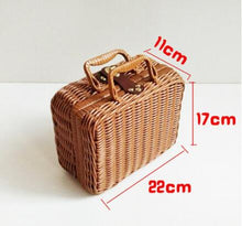 Load image into Gallery viewer, 2019 hand-woven bag rattan straw handbag ladies bamboo Square beach bag summer bohemian style woven embroidery handbagr bag