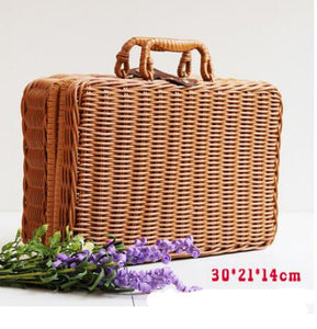 2019 hand-woven bag rattan straw handbag ladies bamboo Square beach bag summer bohemian style woven embroidery handbagr bag
