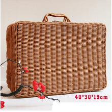 Load image into Gallery viewer, 2019 hand-woven bag rattan straw handbag ladies bamboo Square beach bag summer bohemian style woven embroidery handbagr bag
