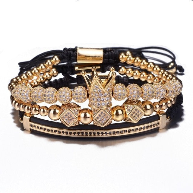Luxury Jewelry CZ Polygon Ball and crown 3 piece set