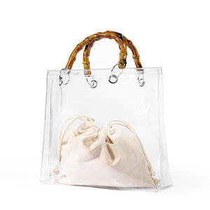 DIINOVIVO Fashion Transparent Bag Women Bamboo Top-handle Ladies Hand Bags Simple Designer Womens Handbags and Purses WHDV0969