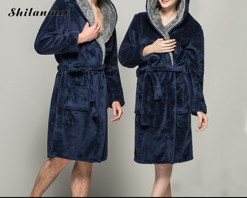 Bath Robe New Arrival Lovers Luxury Winter Thick Flannel Long Bathrobe Men'S Women'S Homewear Male Sleepwear Lounges Pajamas