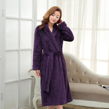 Load image into Gallery viewer, Winter Lovers Adult Stitch Flannel Soft Bathrobe Thicken Women/Men Luxury Nightgown Home Clothes Warm Bath Robes Dressing Gowns