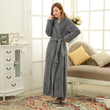Load image into Gallery viewer, Winter Lovers Adult Stitch Flannel Soft Bathrobe Thicken Women/Men Luxury Nightgown Home Clothes Warm Bath Robes Dressing Gowns