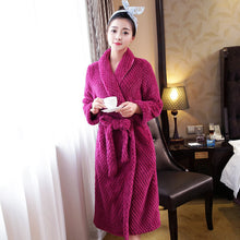 Load image into Gallery viewer, Winter Lovers Adult Stitch Flannel Soft Bathrobe Thicken Women/Men Luxury Nightgown Home Clothes Warm Bath Robes Dressing Gowns