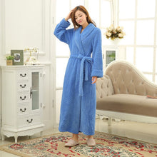 Load image into Gallery viewer, Winter Lovers Adult Stitch Flannel Soft Bathrobe Thicken Women/Men Luxury Nightgown Home Clothes Warm Bath Robes Dressing Gowns
