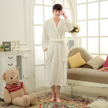 Load image into Gallery viewer, Winter Lovers Adult Stitch Flannel Soft Bathrobe Thicken Women/Men Luxury Nightgown Home Clothes Warm Bath Robes Dressing Gowns