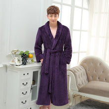 Load image into Gallery viewer, Winter Lovers Adult Stitch Flannel Soft Bathrobe Thicken Women/Men Luxury Nightgown Home Clothes Warm Bath Robes Dressing Gowns