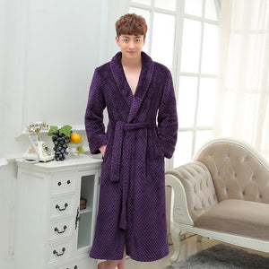 Winter Lovers Adult Stitch Flannel Soft Bathrobe Thicken Women/Men Luxury Nightgown Home Clothes Warm Bath Robes Dressing Gowns