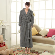 Load image into Gallery viewer, Winter Lovers Adult Stitch Flannel Soft Bathrobe Thicken Women/Men Luxury Nightgown Home Clothes Warm Bath Robes Dressing Gowns