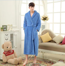 Load image into Gallery viewer, Winter Lovers Adult Stitch Flannel Soft Bathrobe Thicken Women/Men Luxury Nightgown Home Clothes Warm Bath Robes Dressing Gowns