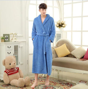 Winter Lovers Adult Stitch Flannel Soft Bathrobe Thicken Women/Men Luxury Nightgown Home Clothes Warm Bath Robes Dressing Gowns