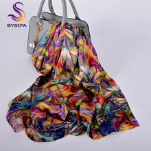Load image into Gallery viewer, [BYSIFA] New Luxury Pure Silk Scarf Shawl Women Spring Autumn Long Scarves Ladies Brand 100% Silk Neck Scarf Foulard 175*52cm