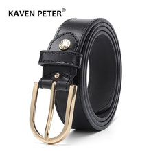 Load image into Gallery viewer, Luxury Women Genuine Leather Belt  Italian Leather For Women Pin Buckle Female Cowskin Black Belt 100% Leather High Quality