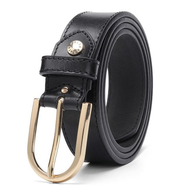 Luxury Women Genuine Leather Belt  Italian Leather For Women Pin Buckle Female Cowskin Black Belt 100% Leather High Quality