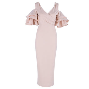Adyce New Summer Women Club Dress Vestidos Verano 2019 Celebrity Party Dress Yellow Red Ruffle Butterfly Short Sleeve Midi Dress