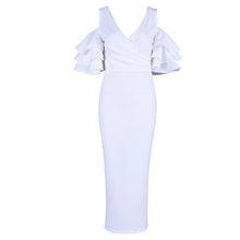 Load image into Gallery viewer, Adyce New Summer Women Club Dress Vestidos Verano 2019 Celebrity Party Dress Yellow Red Ruffle Butterfly Short Sleeve Midi Dress