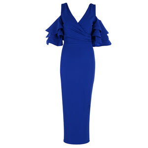 Adyce New Summer Women Club Dress Vestidos Verano 2019 Celebrity Party Dress Yellow Red Ruffle Butterfly Short Sleeve Midi Dress