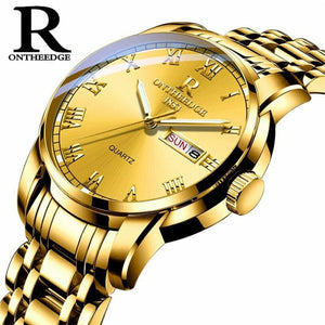 Waterproof Auto Date Silver Steel Mens Watch