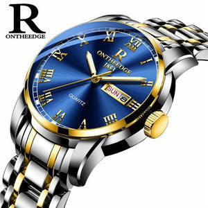 Waterproof Auto Date Silver Steel Mens Watch