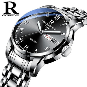 Waterproof Auto Date Silver Steel Mens Watch