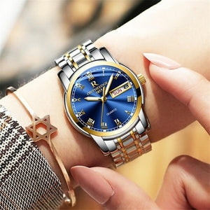Waterproof Auto Date Silver Steel Mens Watch