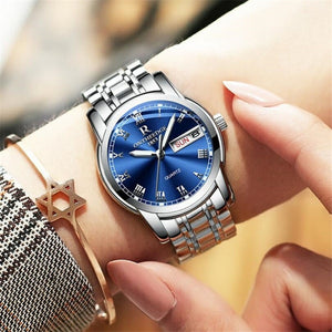 Waterproof Auto Date Silver Steel Mens Watch