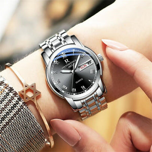 Waterproof Auto Date Silver Steel Mens Watch