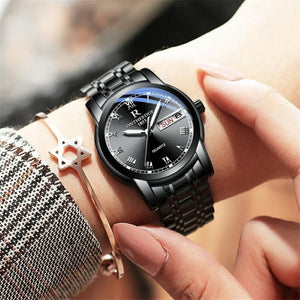 Waterproof Auto Date Silver Steel Mens Watch