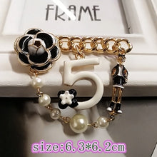 Load image into Gallery viewer, Camellia  Luxury Brand jewlery  style flowers Lapel Pins No 5 pearls Brooches flower Broche Broach Jewelry for Women