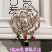 Load image into Gallery viewer, Camellia  Luxury Brand jewlery  style flowers Lapel Pins No 5 pearls Brooches flower Broche Broach Jewelry for Women