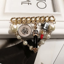 Load image into Gallery viewer, Camellia  Luxury Brand jewlery  style flowers Lapel Pins No 5 pearls Brooches flower Broche Broach Jewelry for Women