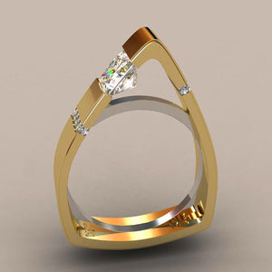 Small Crystal Zircon Stone Luxury Fashion Yellow Gold  Promise  Rings For Women