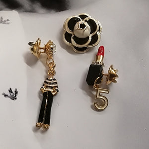Camellia  Luxury Brand jewlery  style flowers Lapel Pins No 5 pearls Brooches flower Broche Broach Jewelry for Women