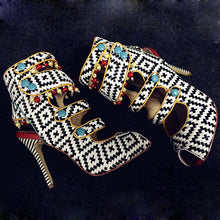 Load image into Gallery viewer, Summer Peep Toe Multicolors Beadings  Ankle Boots